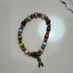 Multicolor Cancer color Beaded Bracelet with cancer symbol